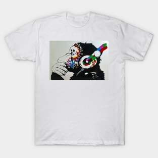 Banksy Monkey with Headphones T-Shirt